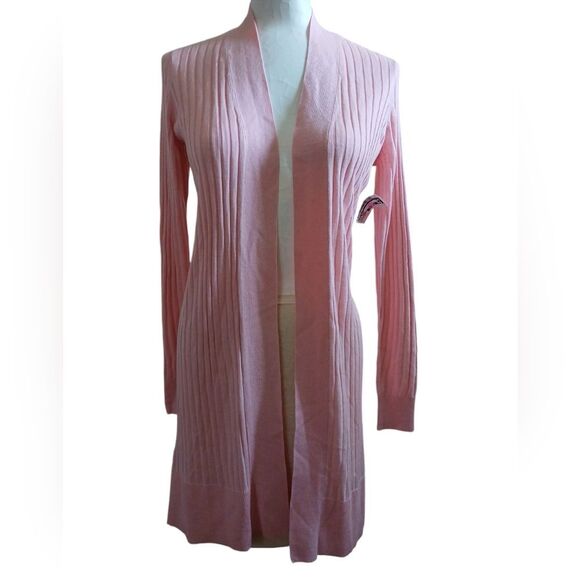 LOFT Lightweight Cardigan Women's Light Pink Open Front Long Sleeve XXSP - Picture 1 of 8
